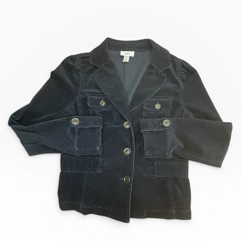 LOFT Navy Corduroy Tailored Blazer size: 8 - Picture 6 of 10